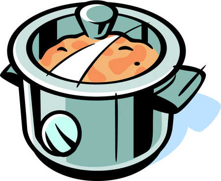 Stock Illustration - Drawing of a cooker with food being prepared