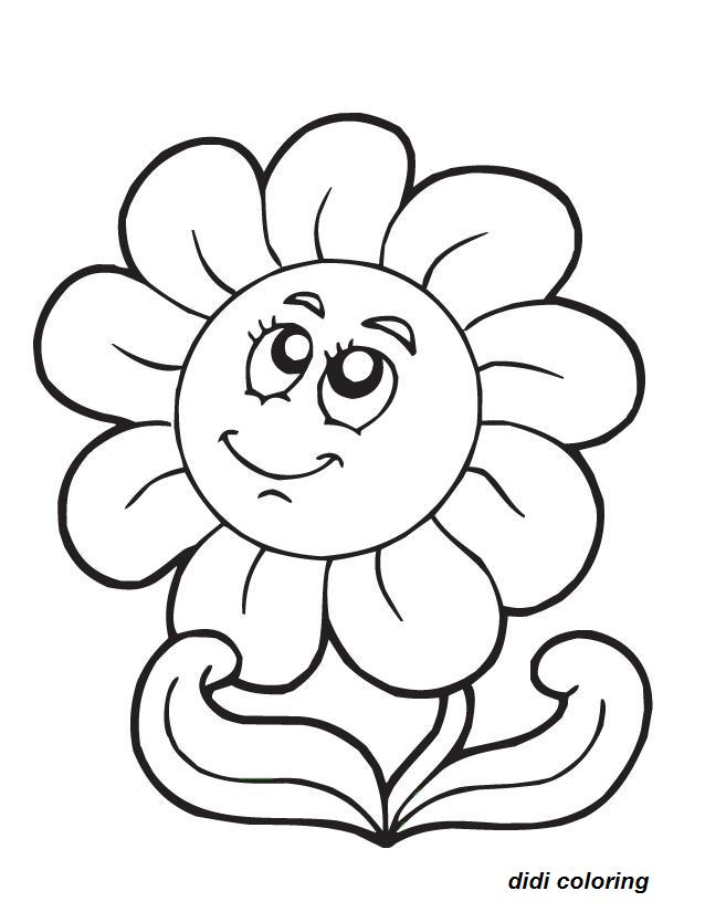 Didi coloring Page: printable smiling flower coloring page for kids
