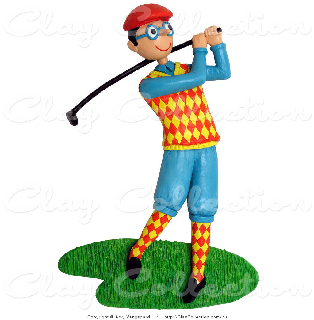 Clay Illustration of a 3d Golfer Smiling and Swinging His Club by ...