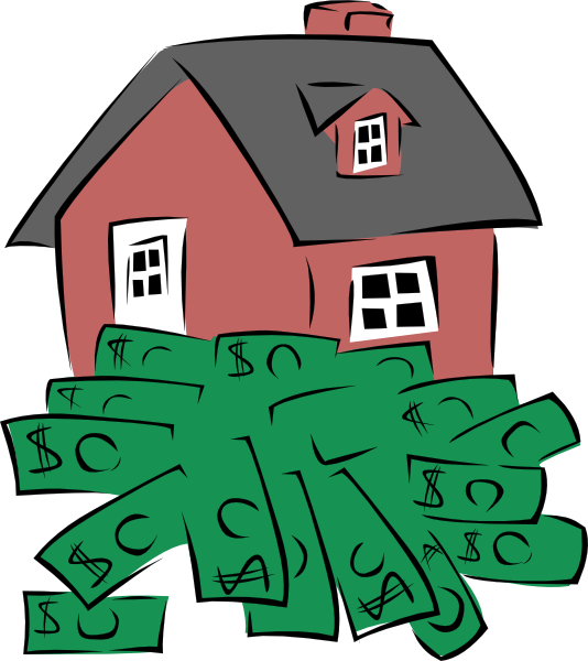 House Sitting On A Pile Of Money clip art - vector clip art online ...