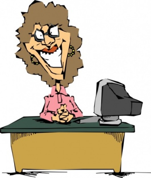 Woman Using A Computer clip art Vector | Free Download