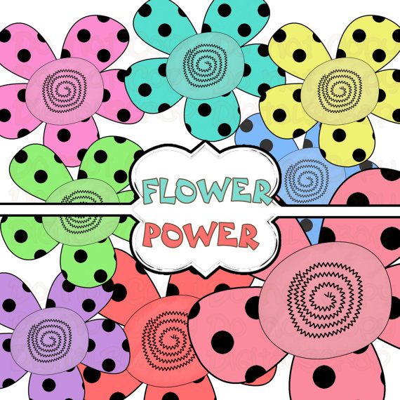 Buy 1 Get 1 Free Flower Power Retro Swirl Doodle by digitalscrap