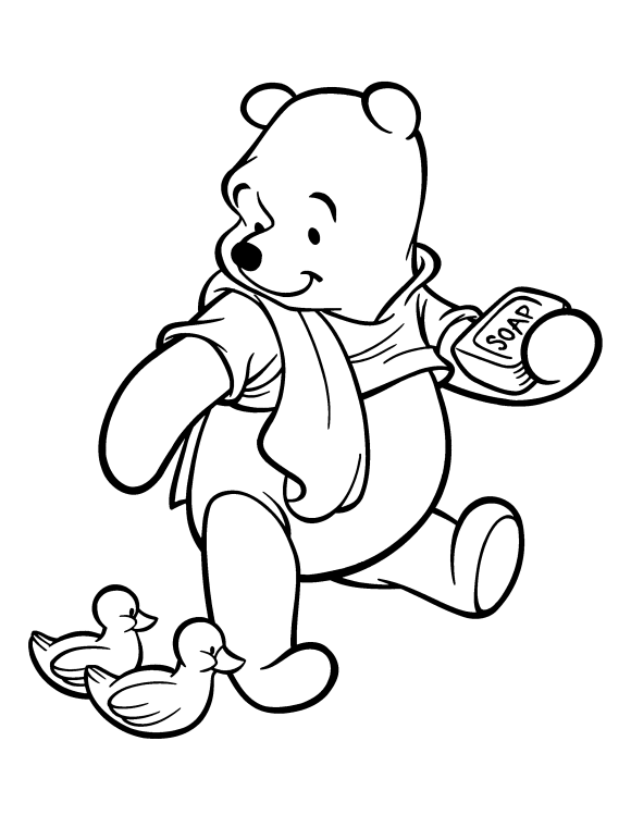 Winnie The Pooh Coloring Page Take A Shower - Cartoon Coloring ...