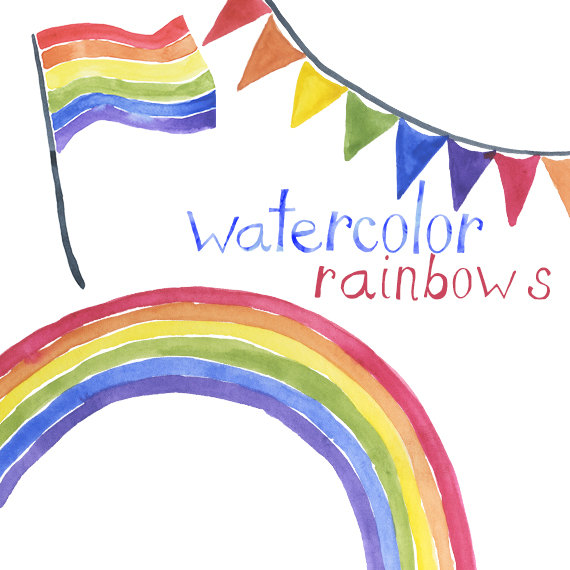 Watercolor Rainbows Clip Art Pride by DigitalPressCreation on Etsy