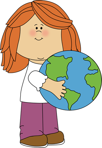 Girl Hugging Earth Clip Art - Girl Hugging Earth Image