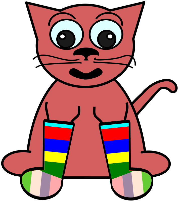 Cartoon Cat In Rainbow Socks Clip Art Download