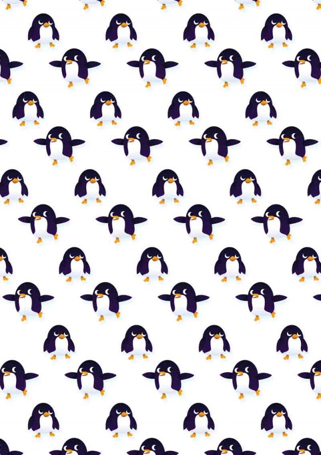 Penguins On White Background Printable Scrapbook Paper - Ink ...