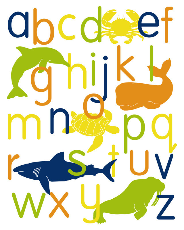 nursery art, ocean animal alphabet poster, sea life | Art for ...