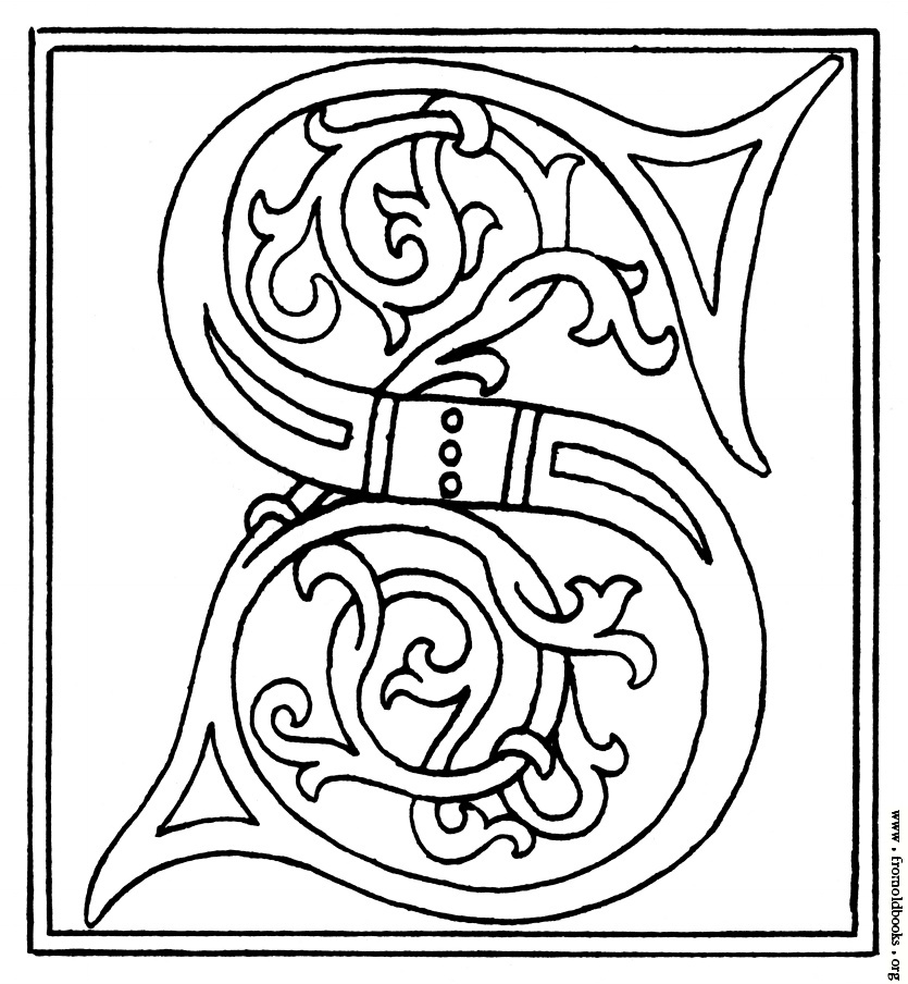 clipart: initial letter S from late 15th century printed book