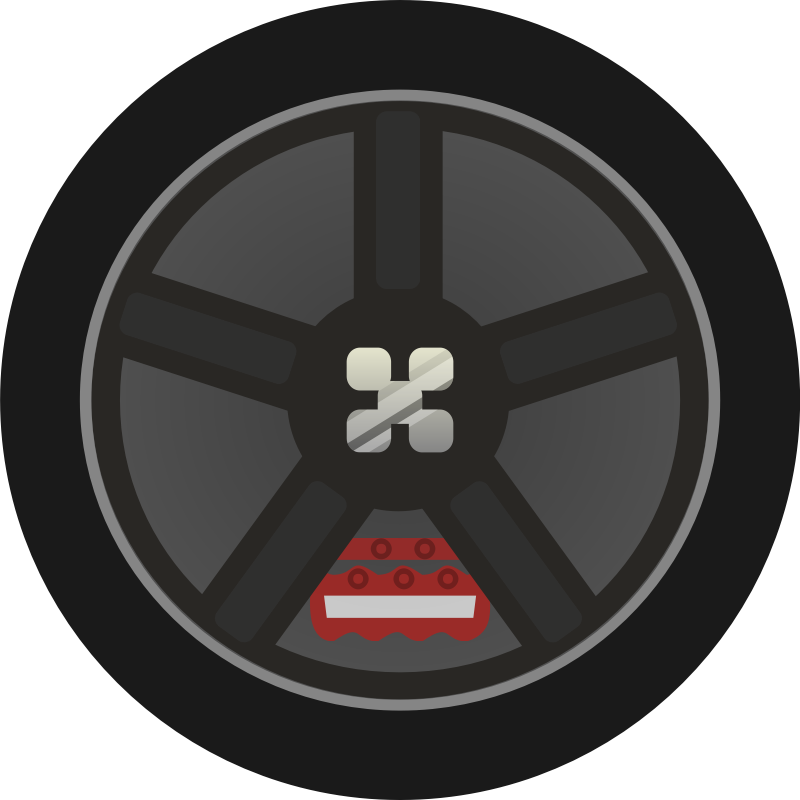 Clipart - Dark Simple Car Wheel Tire Rims Side View