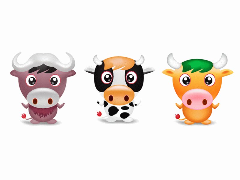 Three cute cartoon cow picture png icon | Vector Images - Free ...