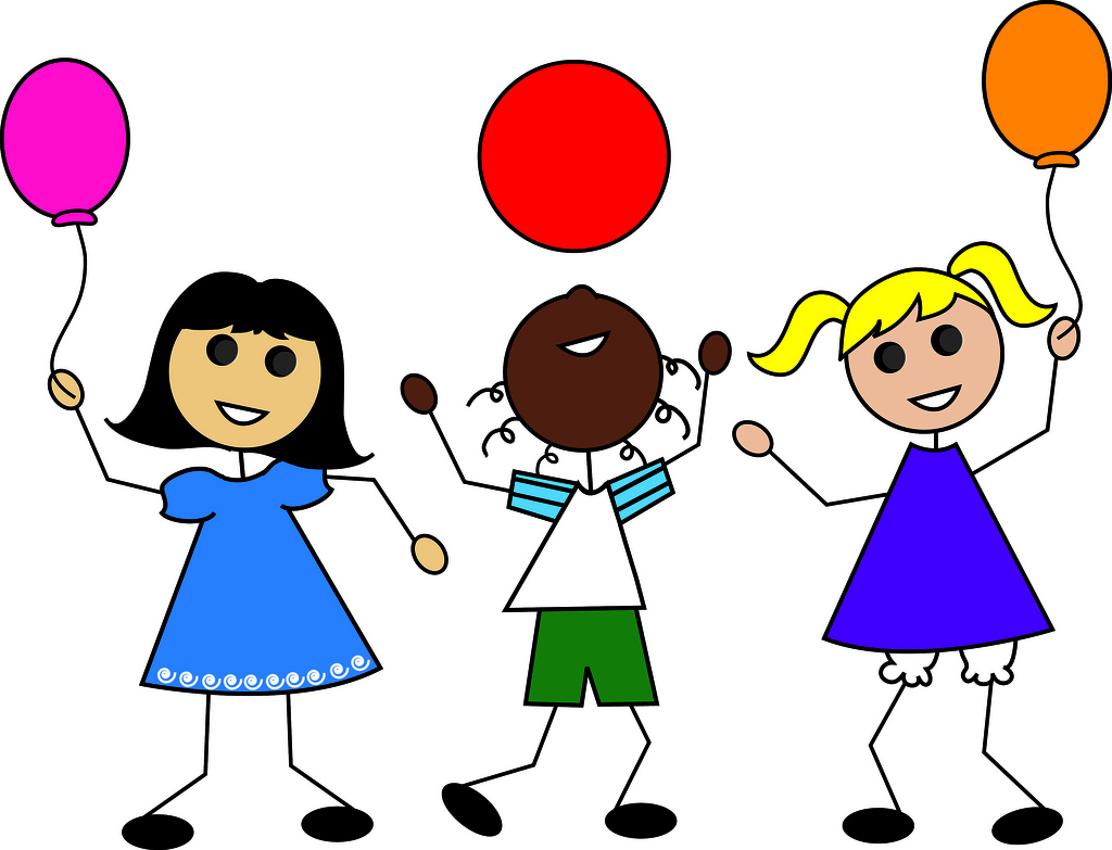 Clip Art Illustration of Cartoon Kids with Balloons | Flickr ...