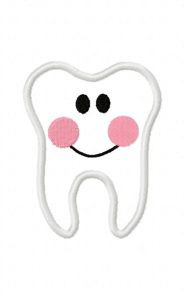 Cartoon Tooth Embroidery Machine Applique Design by ZoeysDesigns