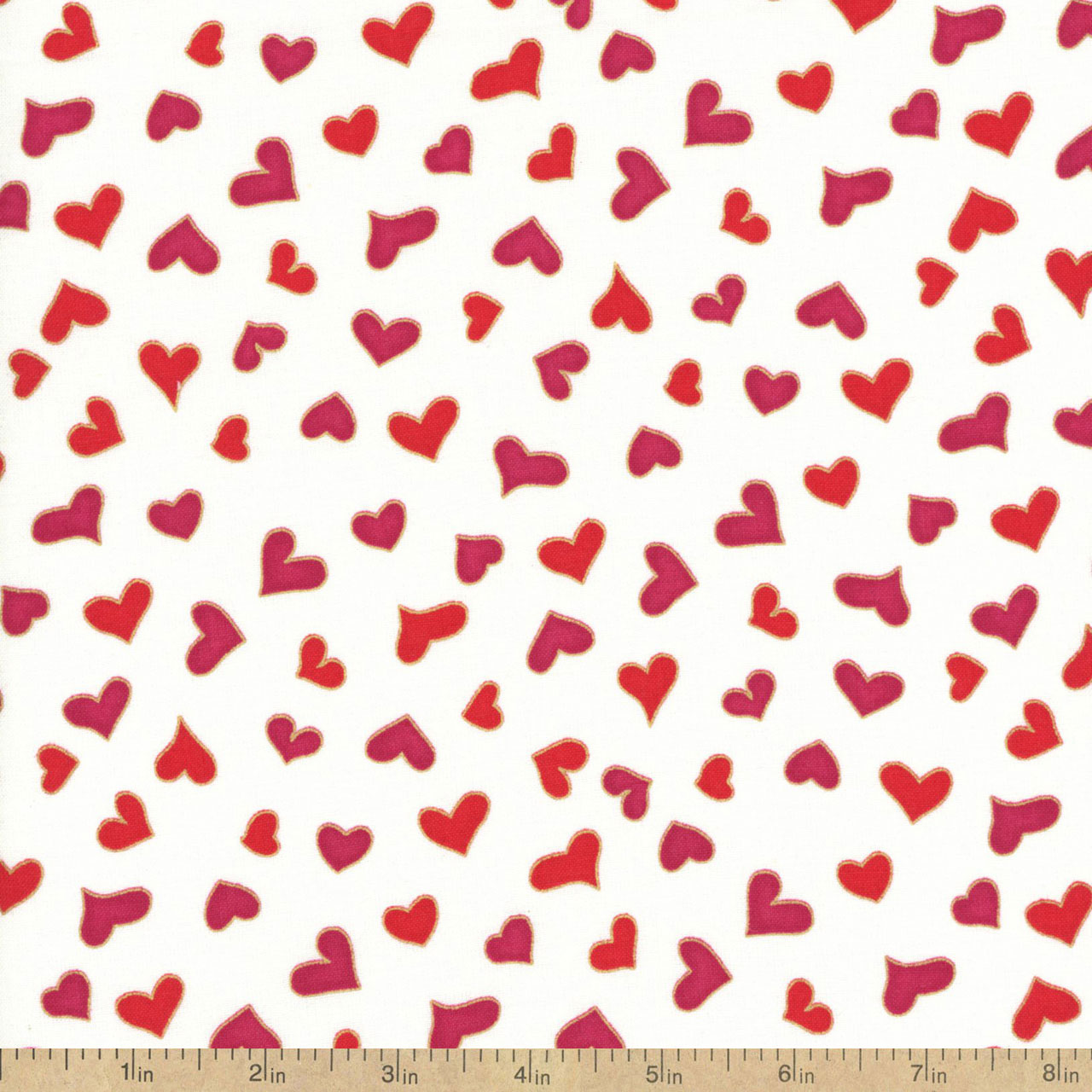 Hearts of Gold Small Hearts Cotton Fabric - White - Beverlys.com