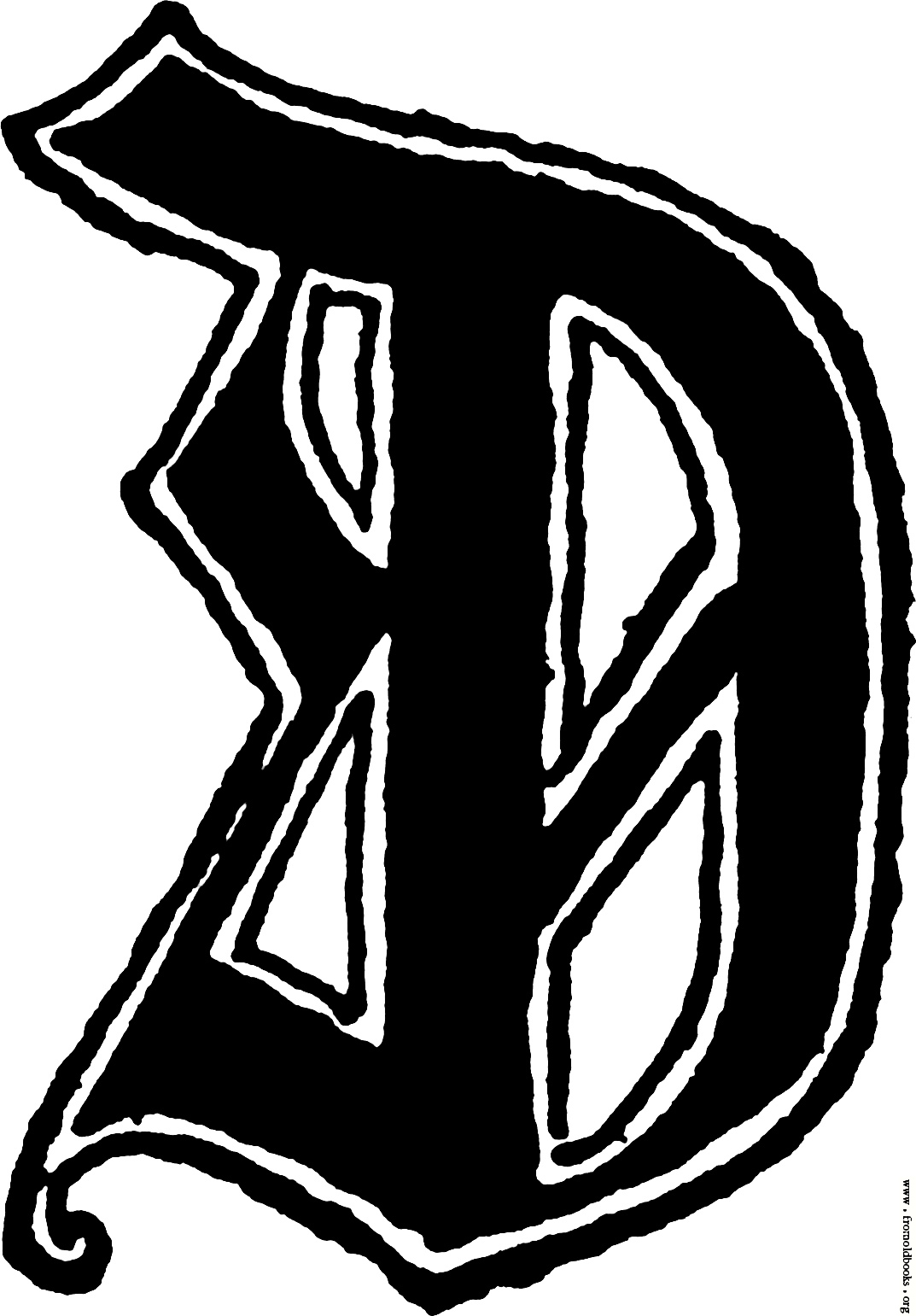 Calligraphic letter “D” in 15th century gothic style