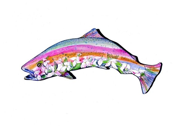 Custom Made Rainbow Trout Art Silhouette Original Folk Artwork Cut ...