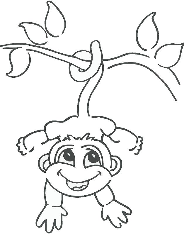 Monkey In Tree Drawing Hanging From Icon - Free Icons