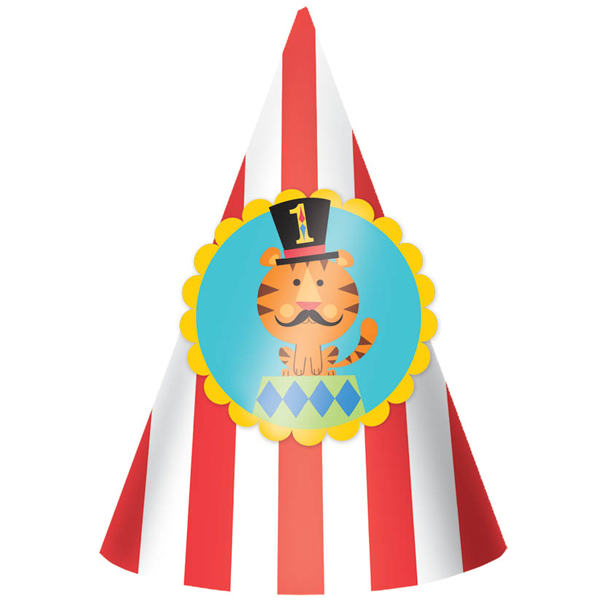 Fisher Price Circus 1st Birthday Hats (8) at Birthday Direct