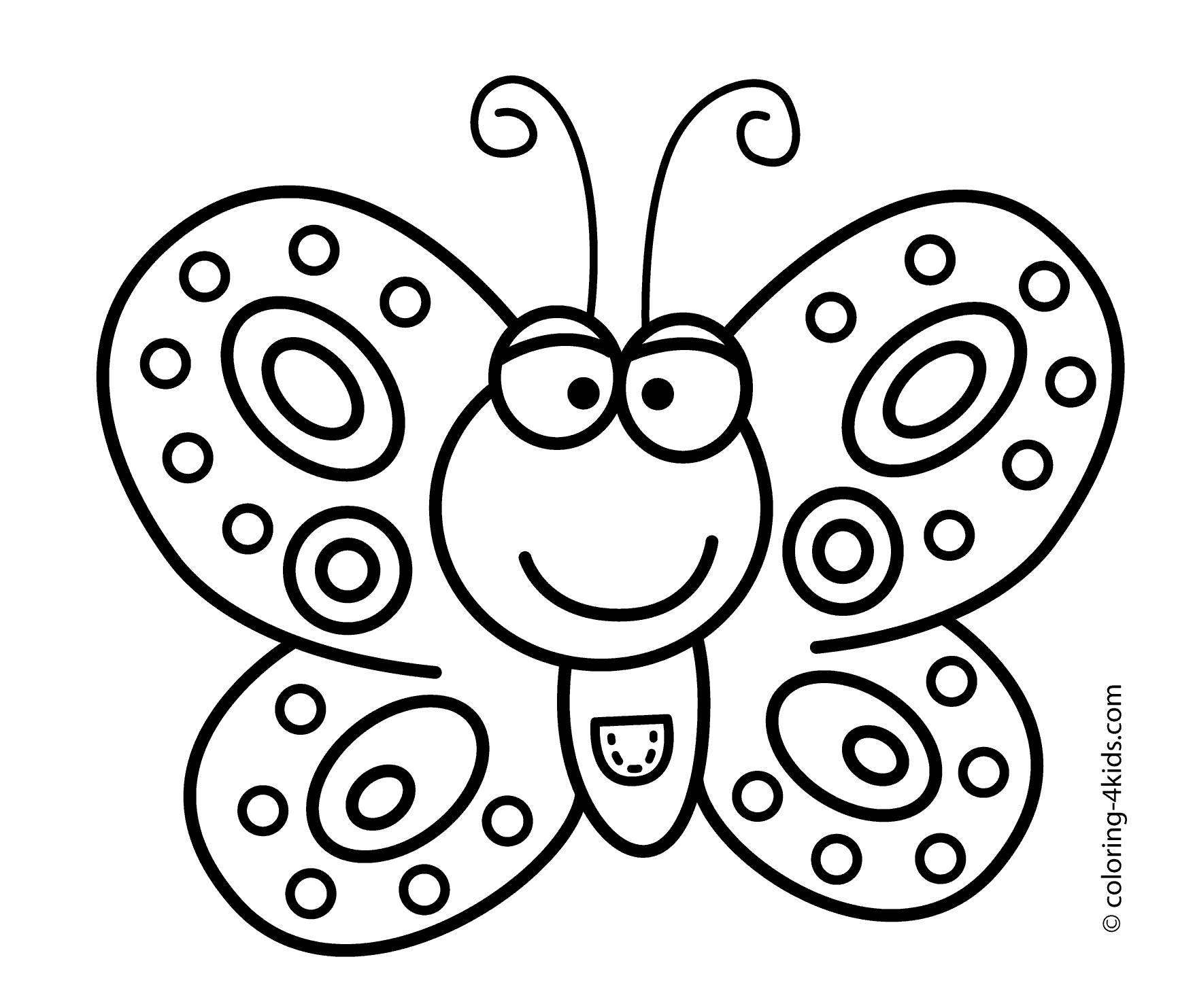 Smiling Butterfly coloring pages for kids, printable free ...