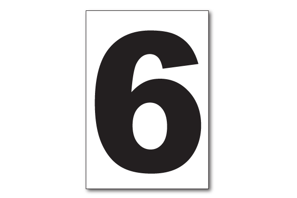 Vinyl Numbers, Number 6 Sticker - H.H.H. Incorporated Waste Decals