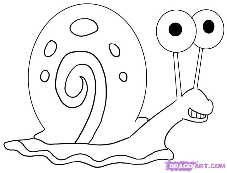 How to Draw Gary the Snail from SpongeBob Squarepants, Step by ...