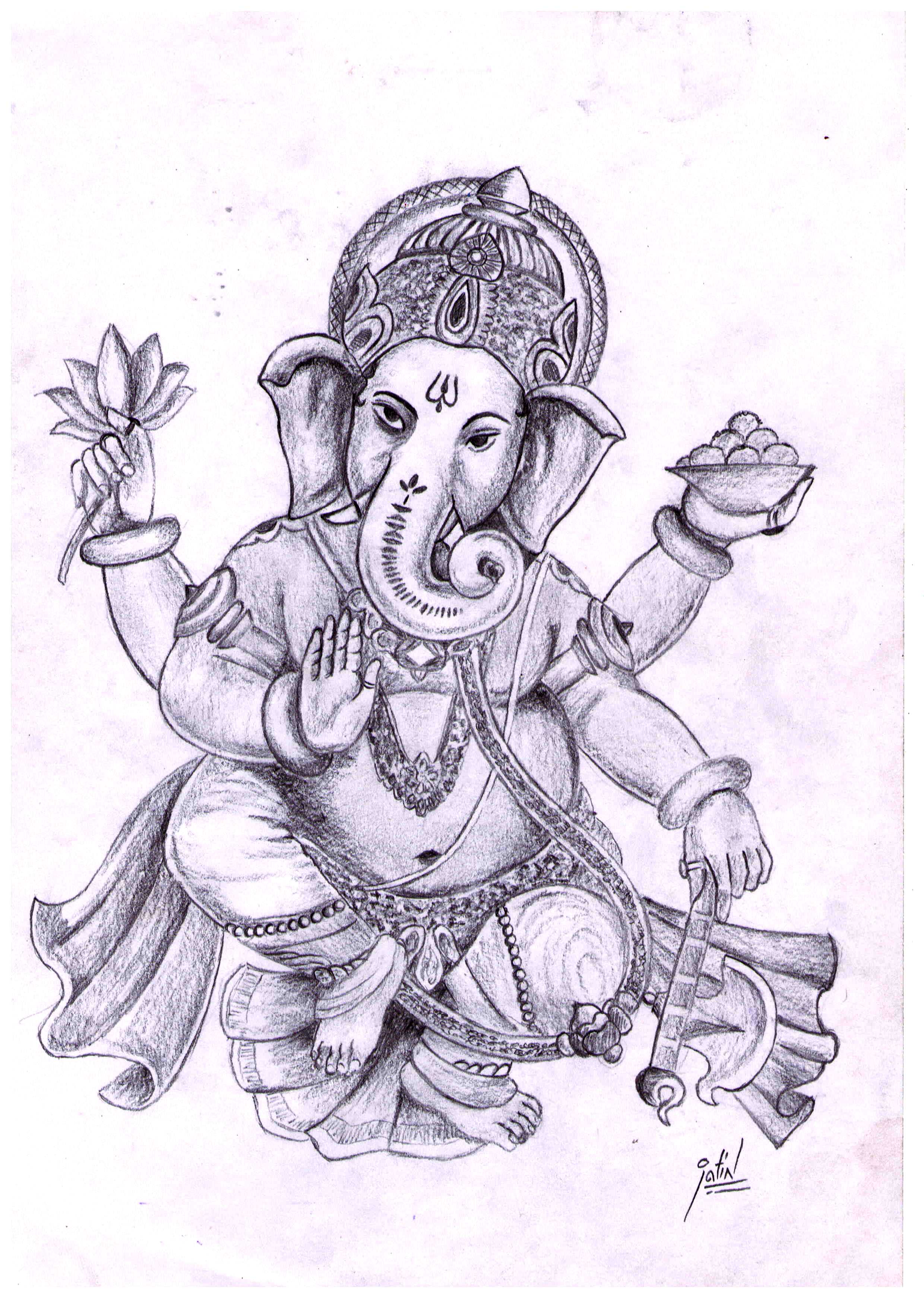 Pencil Sketch Of Lord Ganesha | DesiPainters.com