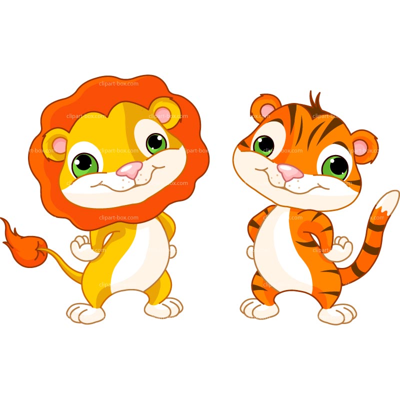 CLIPART BABY LION AND TIGER | Royalty free vector design