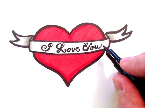 How to Draw a Heart with a Ribbon - YouTube