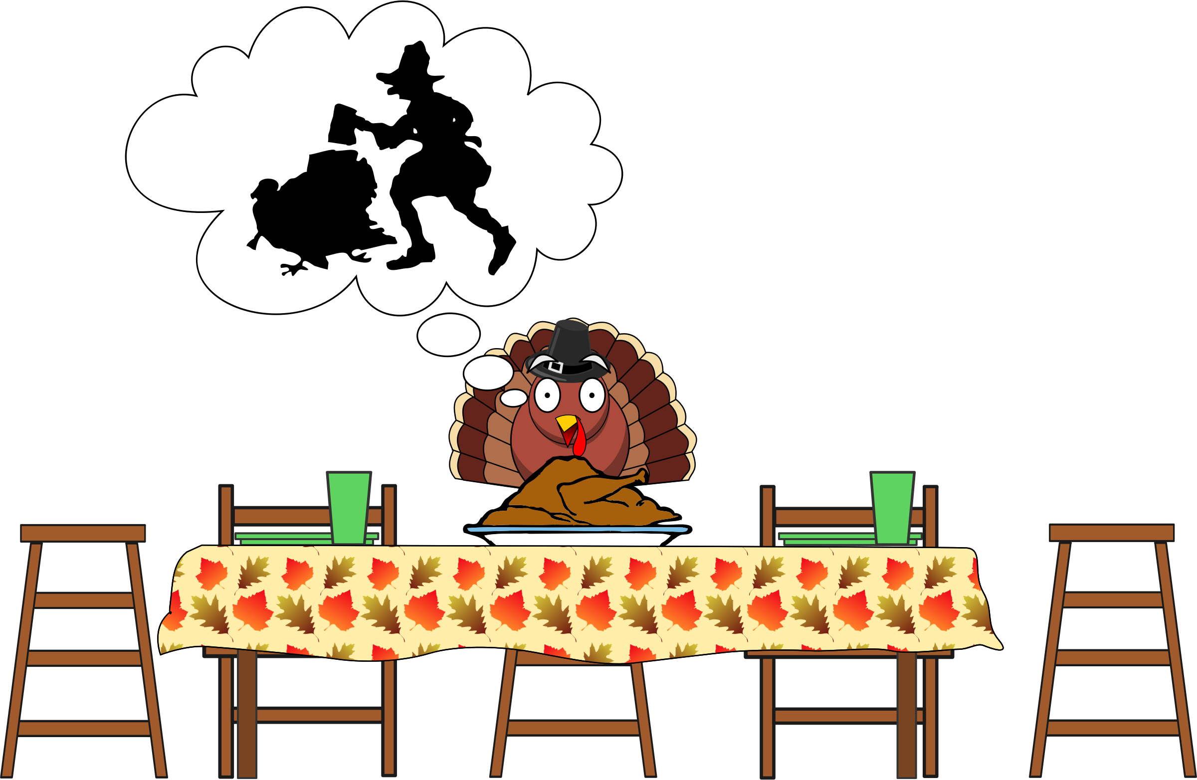 Clipart - Turkey, Scared Turkey...Happy Thanksgiving