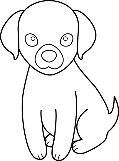 Colorable Puppy Line Art - Free Clip Art