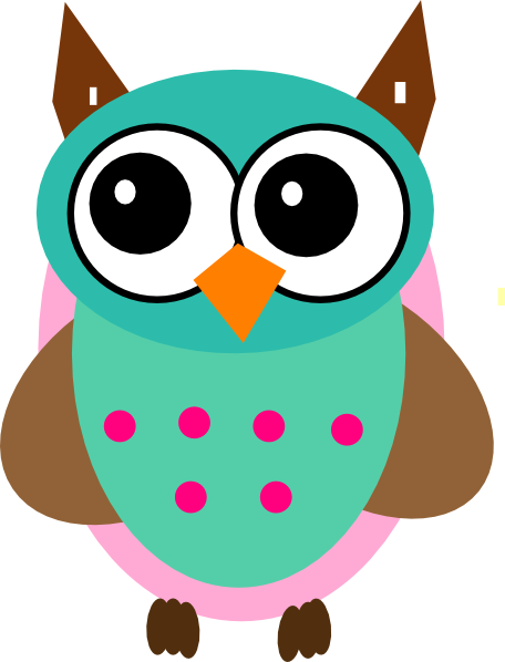 Aqua & Pink Owl clip art - vector clip art online, royalty free ...