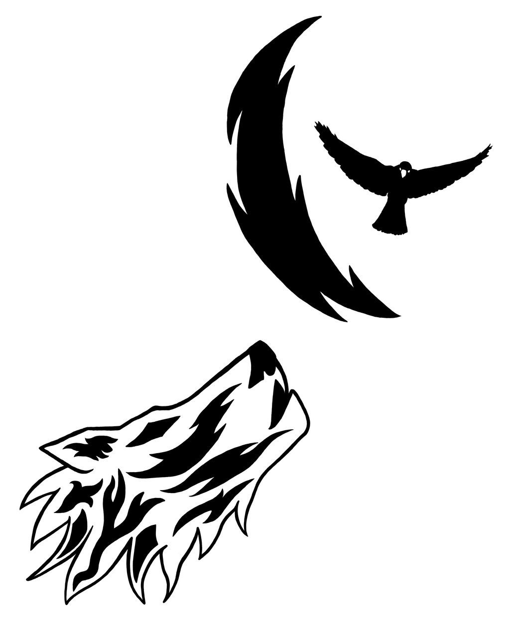 First tattoo - Wolf Moon Crow by Crazy-Black-Wolf on deviantART