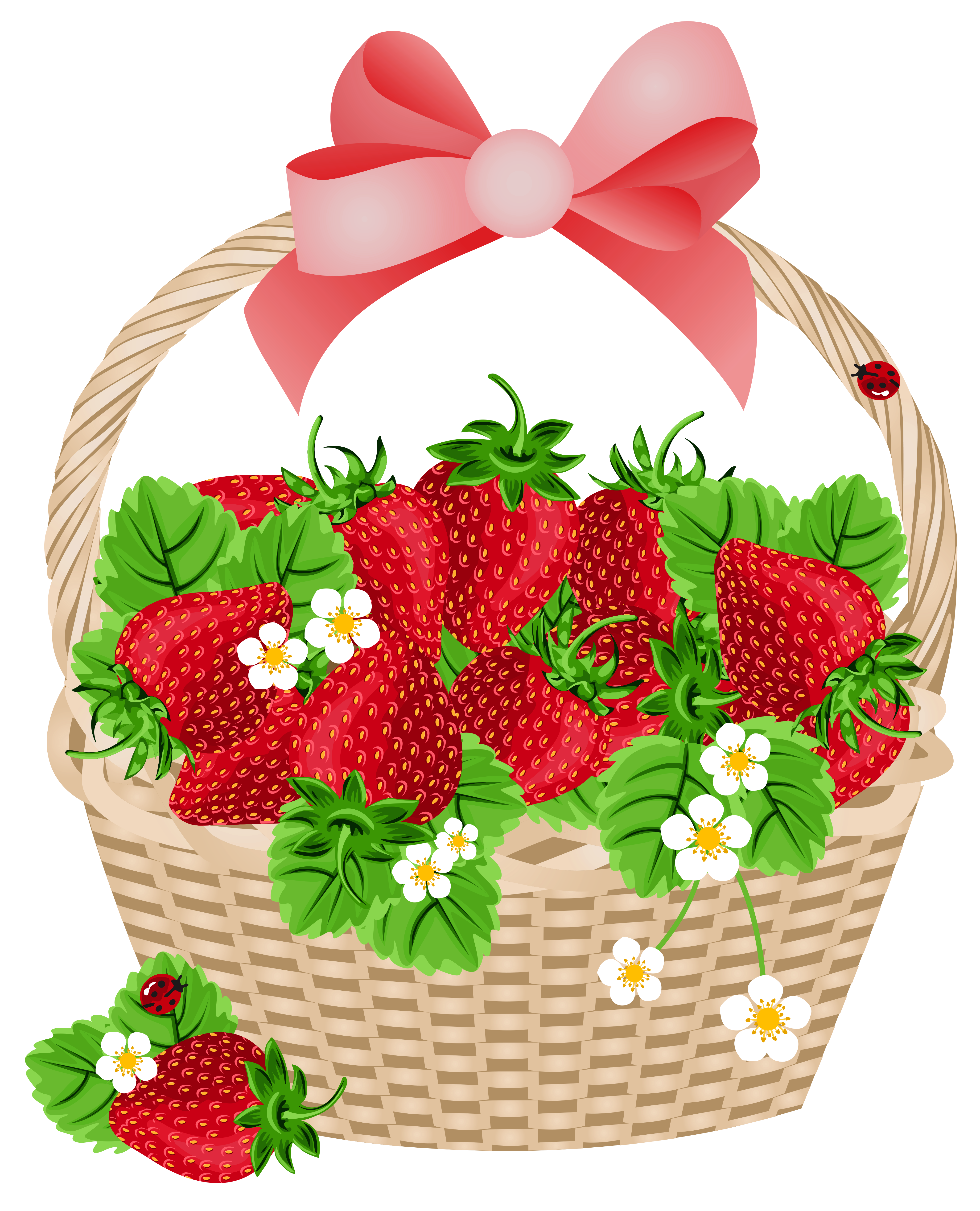 Basket with Strawberries Transparent PNG Clipart