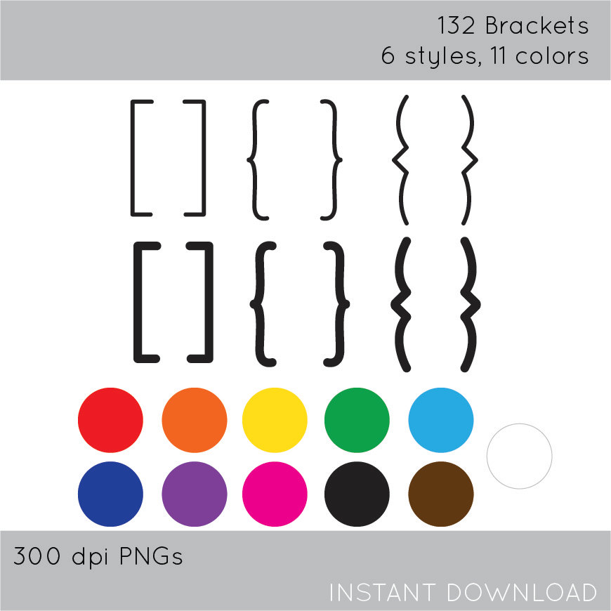 Popular items for brackets clipart on Etsy