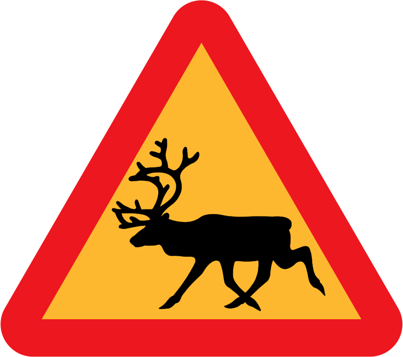 Warning Reindeer Roadsign Clip Art Download