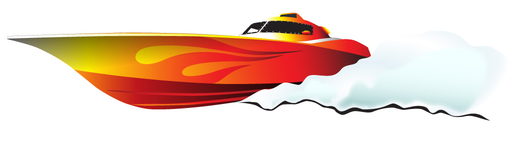 Offshore Race Boat Vector Illustration | Spirit Graphix Custom Clipart