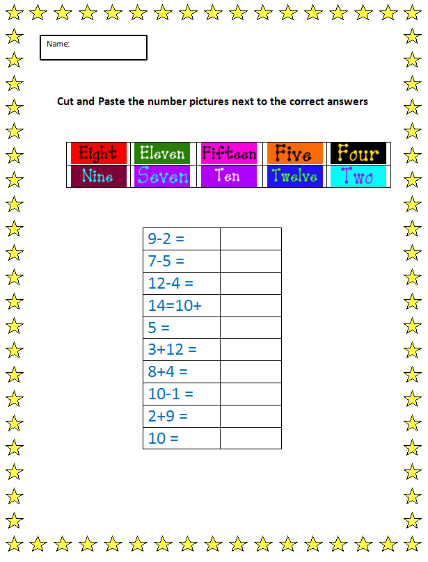 Cut and Paste Practice with Numbers | K-5 Computer Lab Technology ...