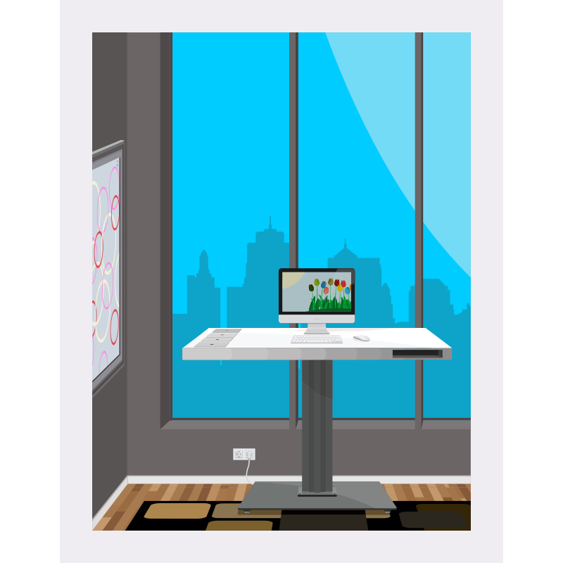 Clipart - Standing Desk With City View