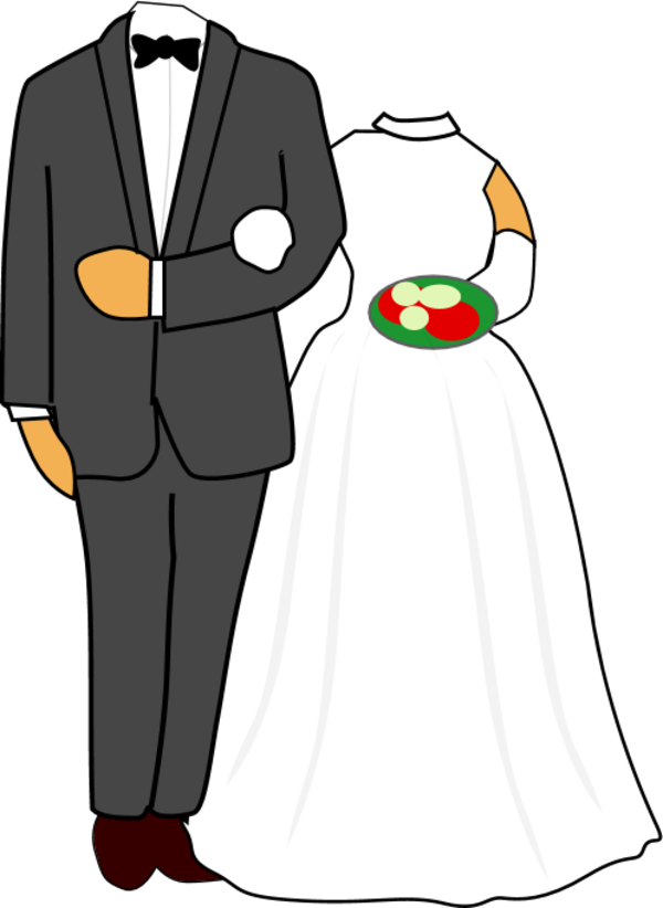 bride groom wedding holding hands - vector Clip Art