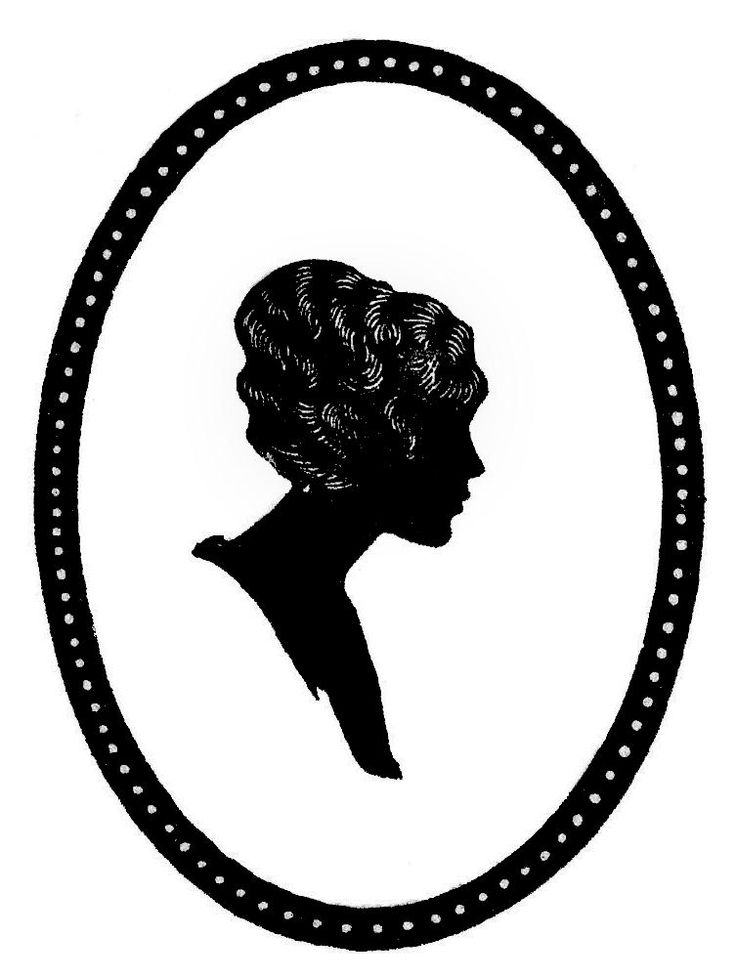 Vintage Silhouette Clip Art - Woman in Oval Frame