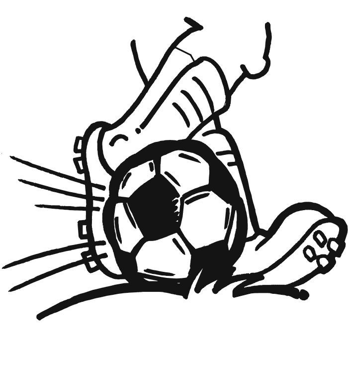 Vector Of A Cartoon Boy Kicking A Soccer Ball Outlined Coloring ...