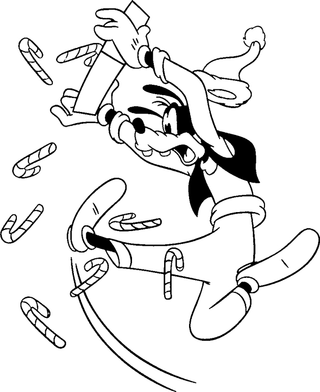 Christmas Coloring Pages of Goofy And Candy Canes | Coloring