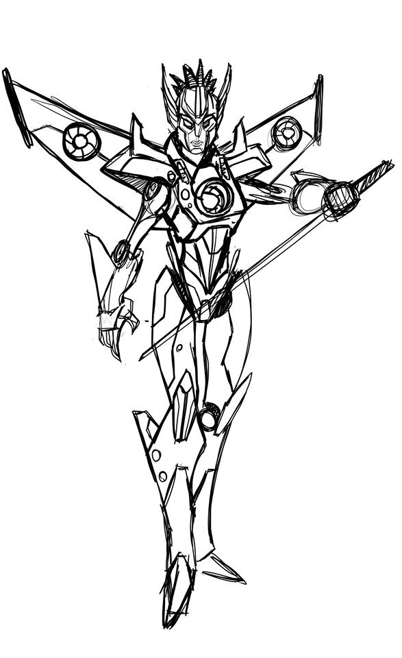 Early Design Concept Sketches of Fan Built Bot Windblade ...