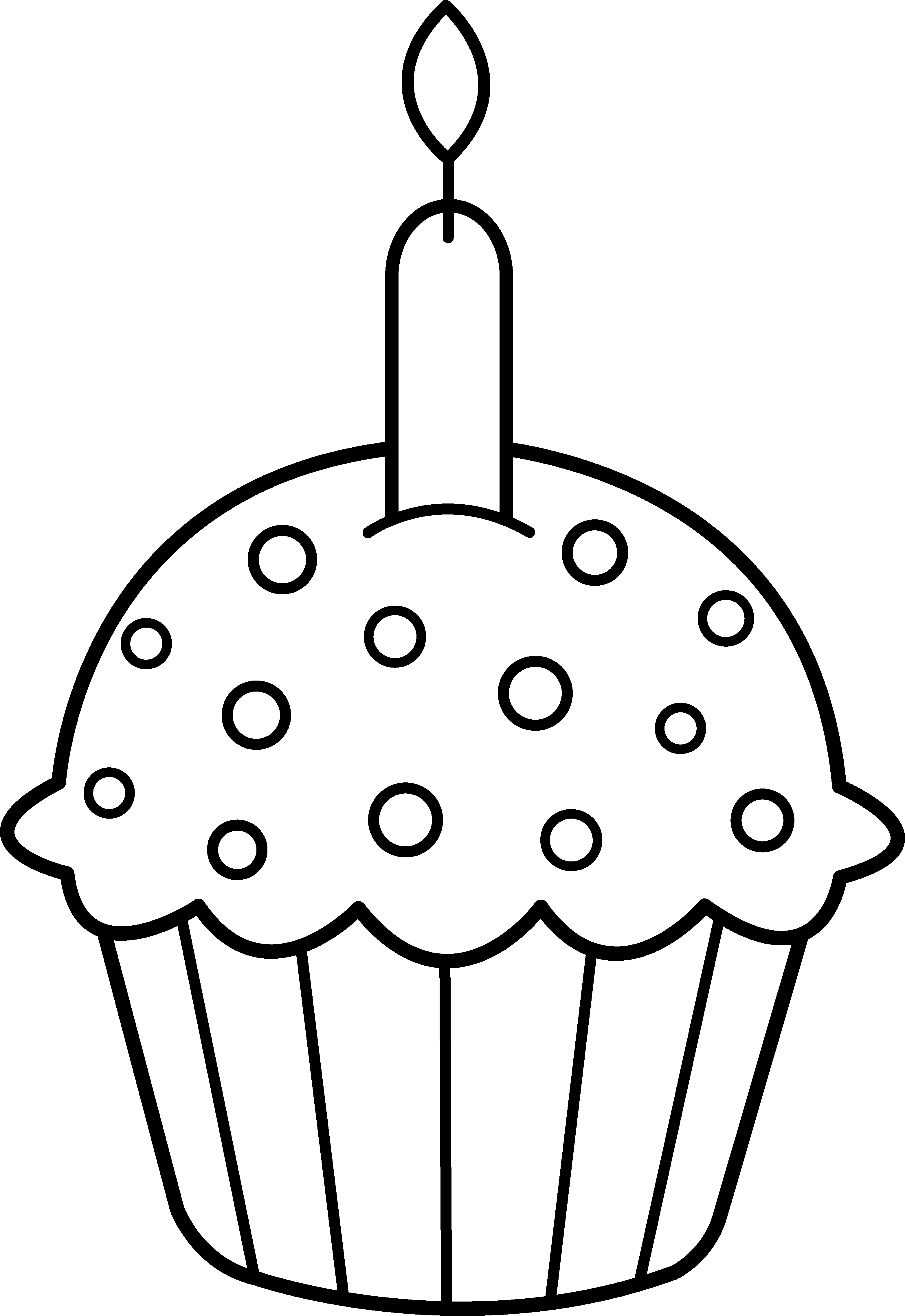 Birthday Cupcake Coloring Page - Free Clip Art