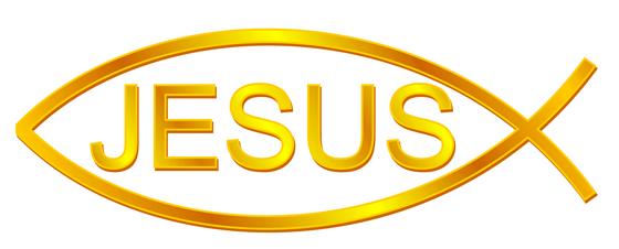 Christian Graphic Image: JESUS & Fish Sign (Gold)