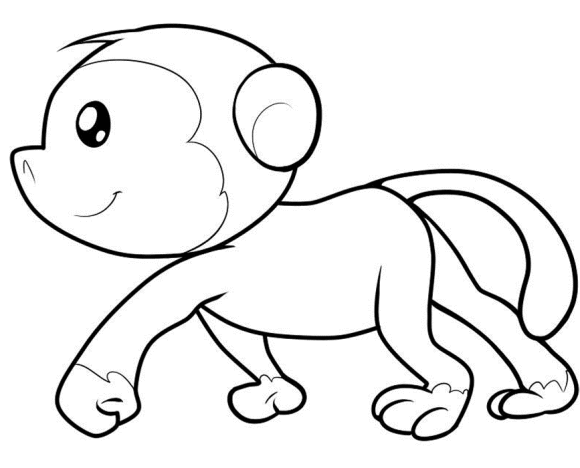 Monkey Coloring Pages For Kids Printable - Animal Coloring pages ...