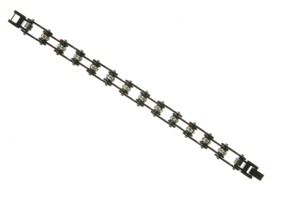 Black Maroon Chain Bracelet with Spinning Crystals