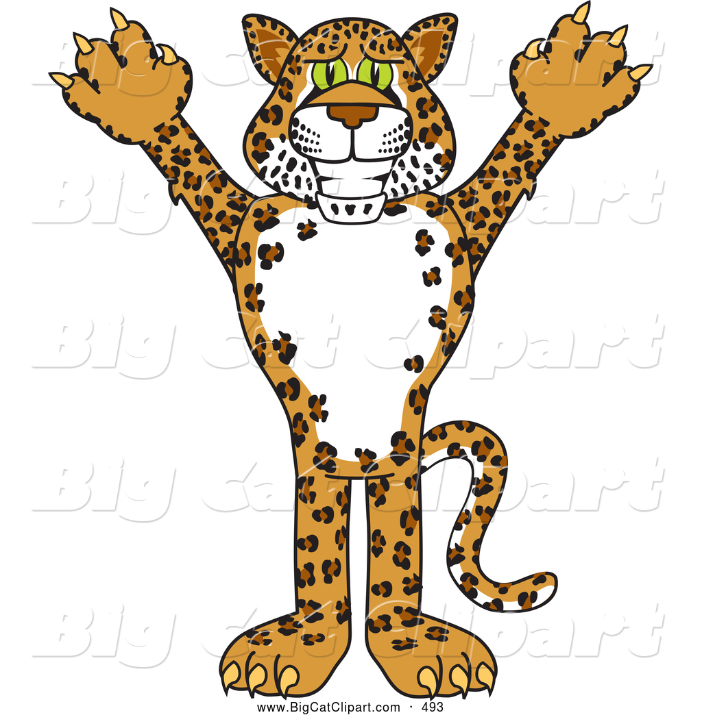 Big Cat Cartoon Vector Clipart of a Grinning Cheetah, Jaguar or ...