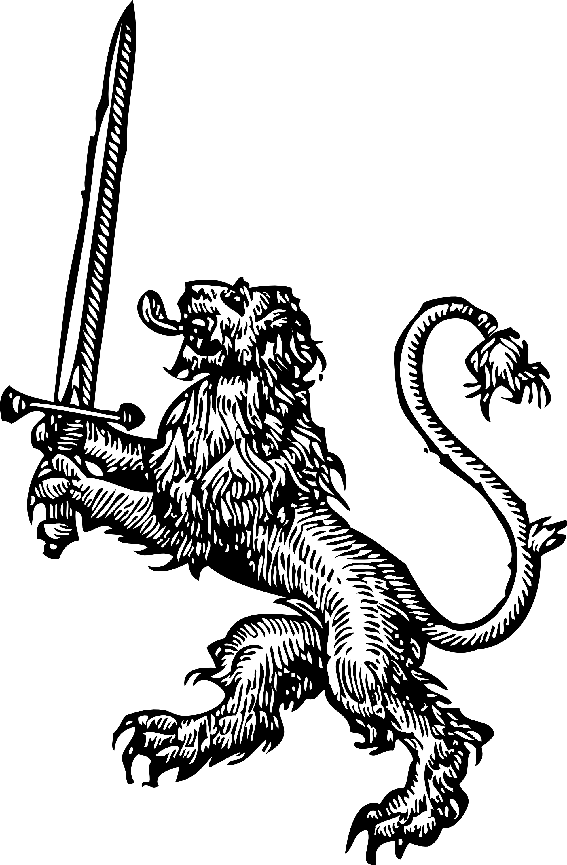 lion with sword black white line art tatoo tattoo SVG - ClipArt ...