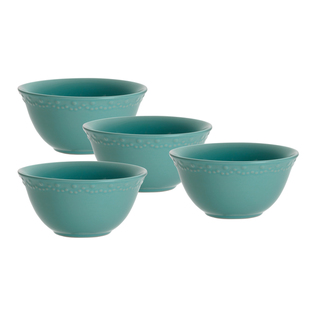 Paula Deen Whitaker Aqua 6-inch Cereal Bowls (Set of 4 ...
